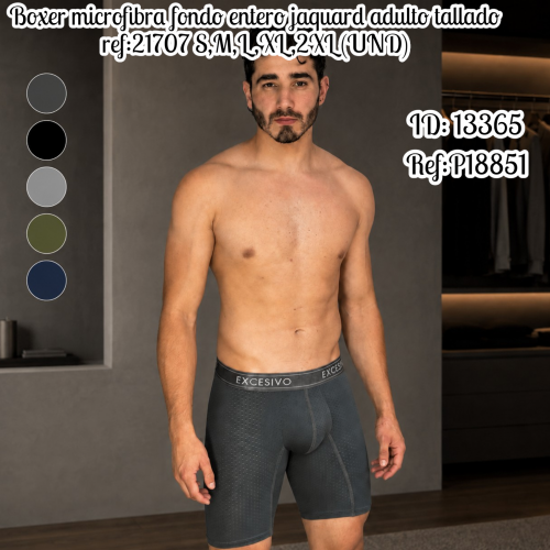 Boxer microfibra fondo entero jaquard adulto tallado ref:21707 S,M,L,XL,2XL (UND)