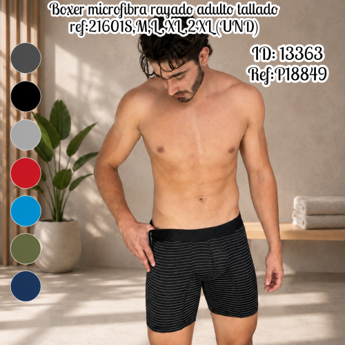 Boxer microfibra rayado adulto tallado ref:21601S,M,L,XL,2XL (UND)