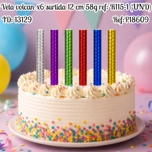 Vela volcan surtida 12 cm 58g R115-1 (UND)