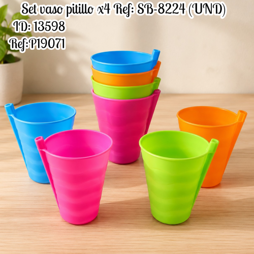 Set vaso pitillo x4 Ref: SB-8224 (UND)