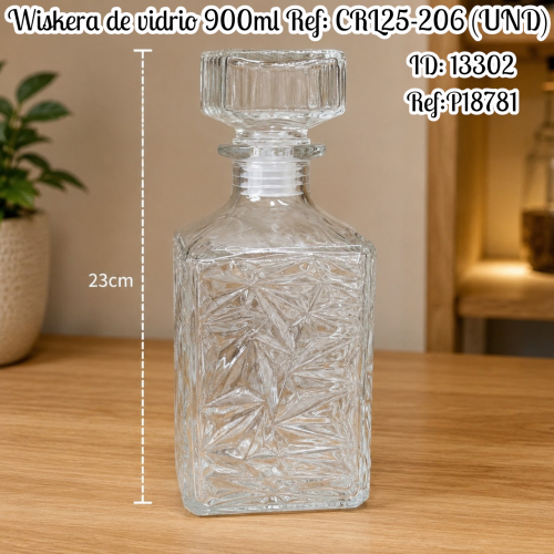 Wiskera de vidrio 900ml Ref: CRL25-206 (UND)