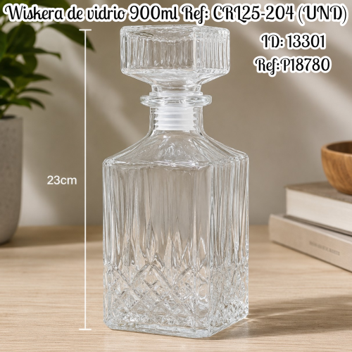 Wiskera de vidrio 900ml Ref: CRL25-204 (UND)
