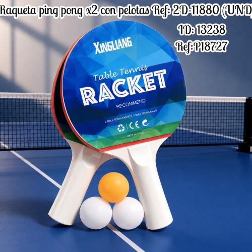 Raqueta ping pong x2 con pelotas Ref: 2D-11880 (UND)