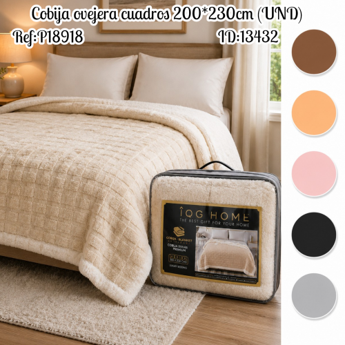 Cobija ovejera cuadros 200*230cm (UND)