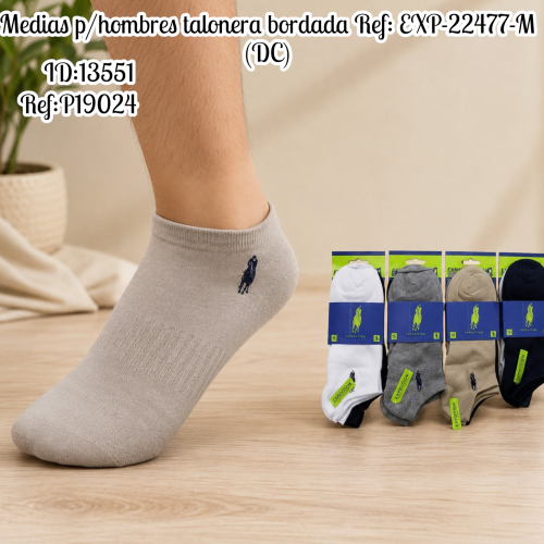 Medias p/hombres talonera bordada Ref: EXP-22477-M (UND)