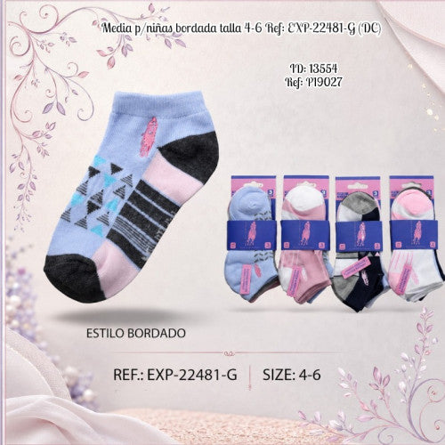 Media p/niñas bordada talla 4-6 Ref: EXP-22481-G (UND)