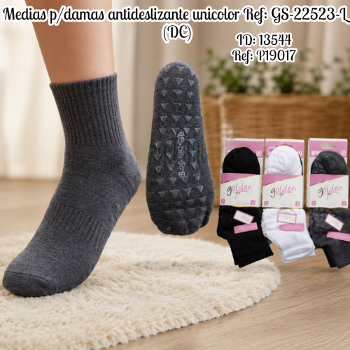 Medias p/damas antideslizante unicolor Ref: GS-22523-L (UND)