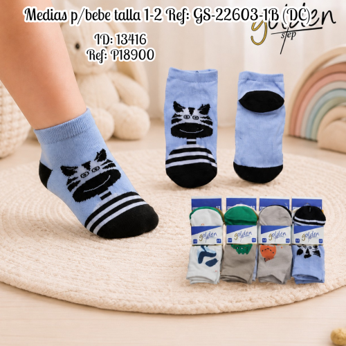 Medias p/bebe talla 1-2 Ref: GS-22603-1B (DC)