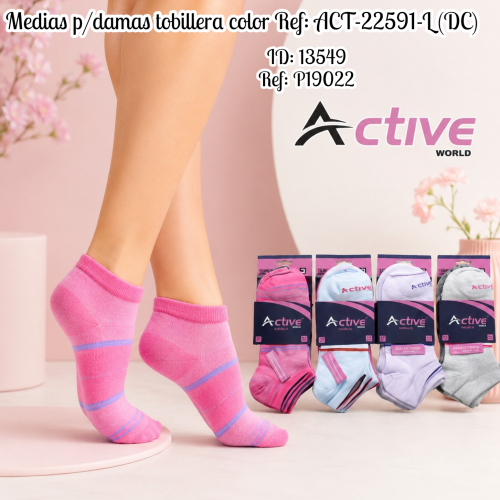 Medias p/damas tobillera color Ref: ACT-22591-L (UND)