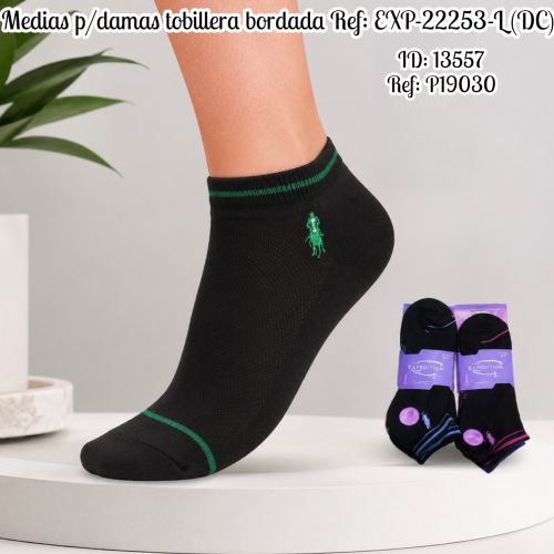 Medias p/damas tobillera bordada Ref: EXP-22253-L (UND)