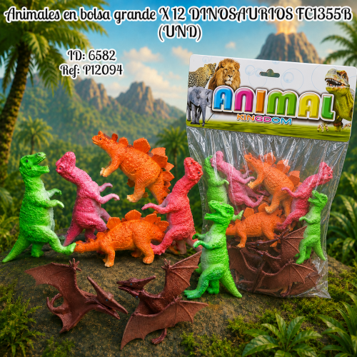 Animales en bolsa grande X 12 DINOSAURIOS FC1355 (UND)