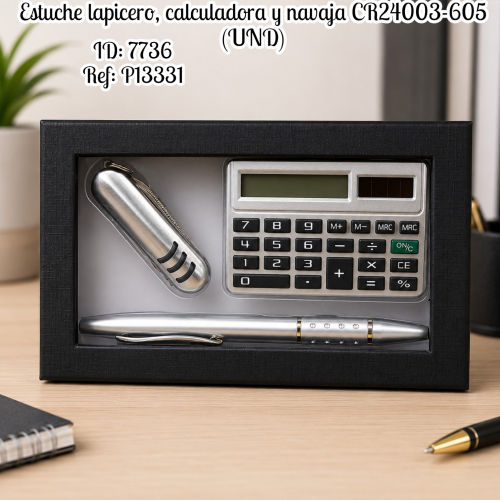 Estuche lapicero, calculadora y navaja CR24003-605 (UND)