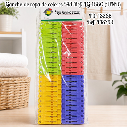 Gancho de ropa de colores *48 Ref: LG-1680 (UND)