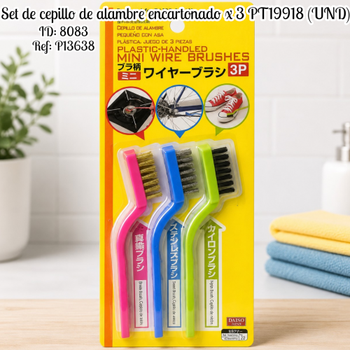 Set de cepillo de alambre encartonado x 3 PT19918 (UND)