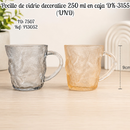 vaso de vidrio decorativo con tapa 250ml DK-3155 (UND)