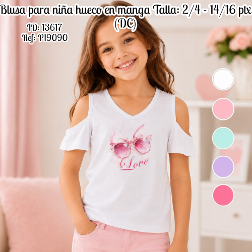Blusa para niña hueco en manga Talla: 2/4 - 14/16 ptx (DC)