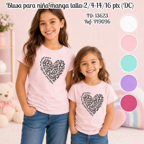 Blusa para niña manga talla:2/4-14/16 ptx (DC)