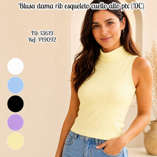 Blusa dama rib esqueleto cuello alto ptx (DC)