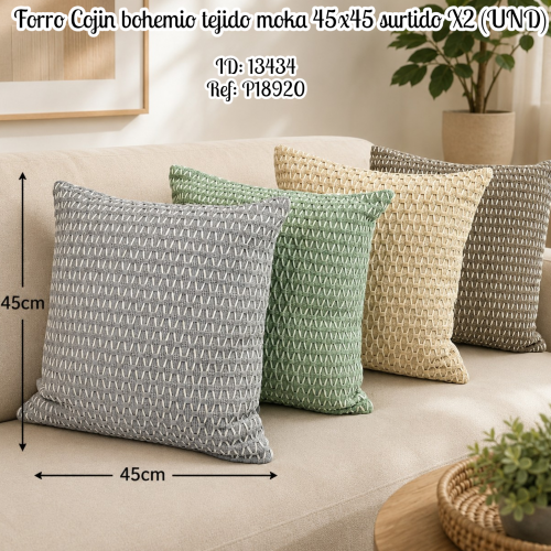 Cojin bohemio tejido moka 45x45 Ref:25COJ2755 X2 (UND)