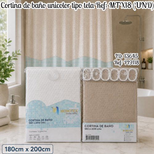 Cortina de baño unicolor tipo tela Ref: MTX18 (UND)