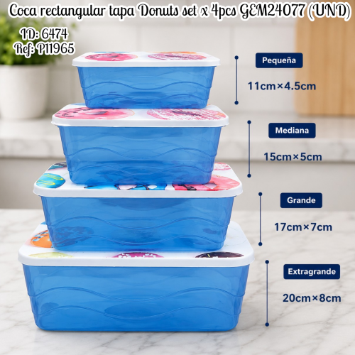 Coca rectangular tapa Donuts set x 4pcs GEM24077 (UND)