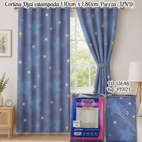Cortina Ojal estampada 1.48 x 2.08cm Pureza (UND)