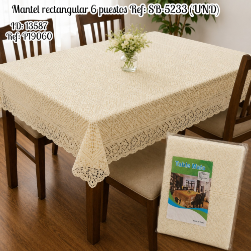 Mantel rectangular 6 puestos Ref: SB-5233 (UND)