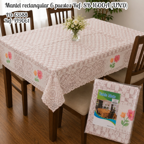Mantel rectangular 6 puestos Ref: SB-1600A (UND)