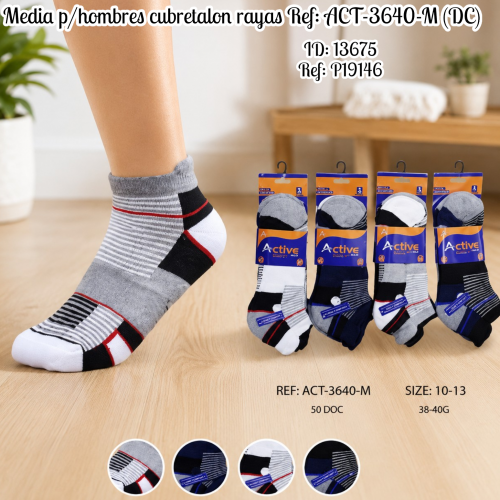 Media p/hombres cubretalon rayas Ref: ACT-3640-M (DC)
