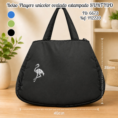 Bolso Playero unicolor ovalado estampado SURTIDO