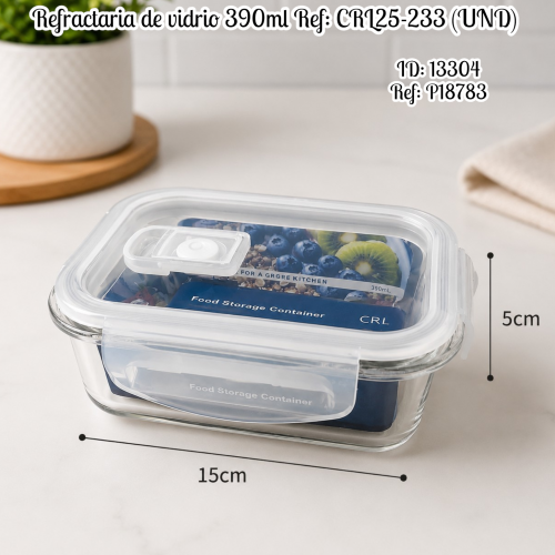 Refractaria de vidrio 390ml Ref: CRL25-233 (UND)