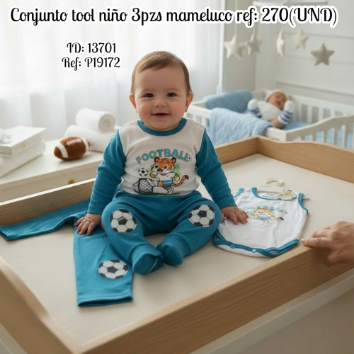 Conjunto tool niño 3pzs mameluco ref: 270(UND)