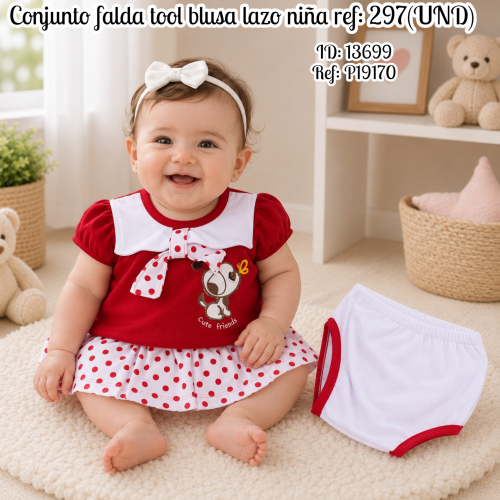 Conjunto falda tool blusa lazo niña ref: 297(UND)