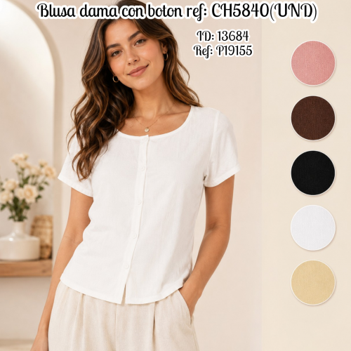 Blusa dama con boton ref: CH5840(UND)