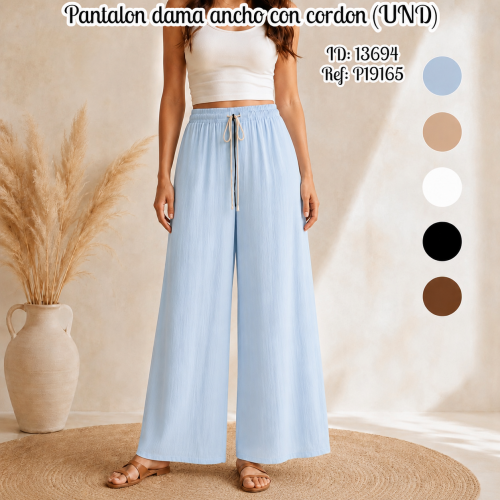 Pantalon dama ancho con cordon (UND)