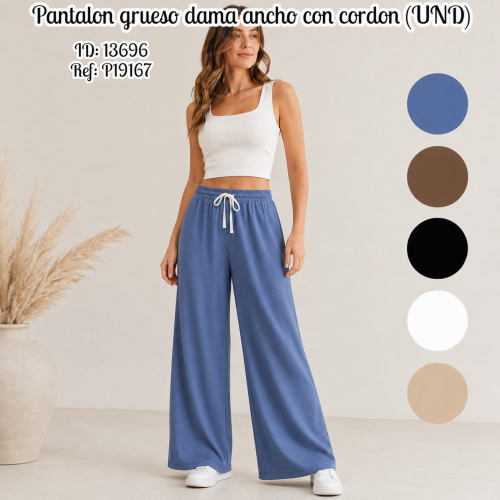 Pantalon grueso dama ancho con cordon (UND)