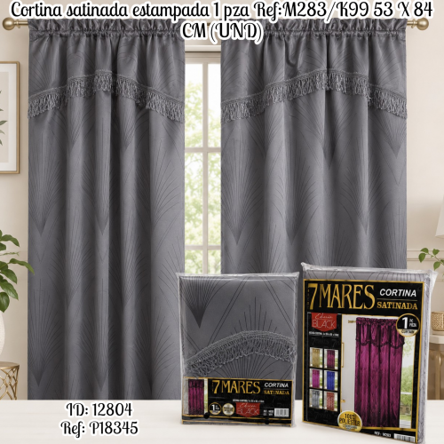 Cortina satinada estampada 1 pza Ref:M283/K99 53 X 84 CM (UND)