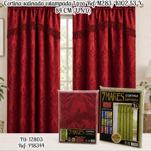 Cortina satinada estampada 1 pza Ref:M283/K102 53 X 84 CM (UND)