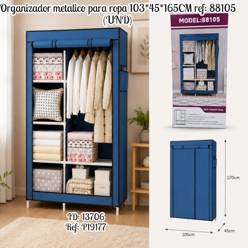 Organizador metalico para ropa 103*45*165CM ref: 88105 (UND)