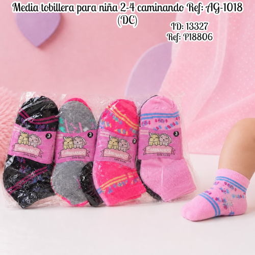 Media tobillera para niña 2-4 caminando Ref: AG-1018 (DC)