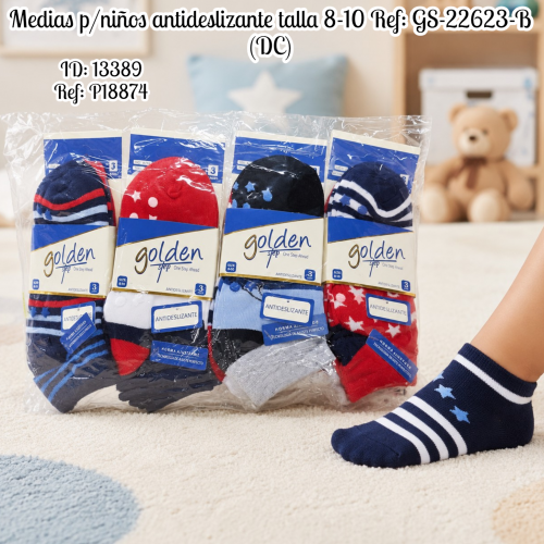 Medias p/niños antideslizante talla 8-10 Ref: GS-22623-B (DC)