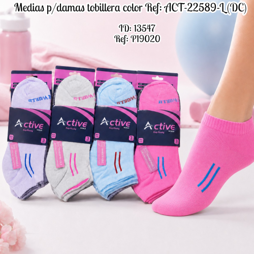 Medias p/damas tobillera color Ref: ACT-22589-L (UND)