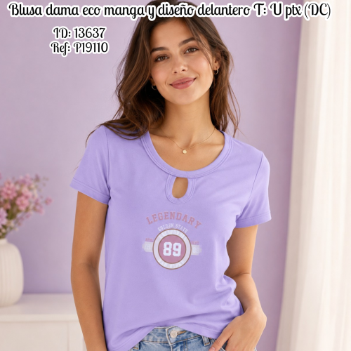 Blusa dama eco manga y diseño delantero T: U ptx (DC)