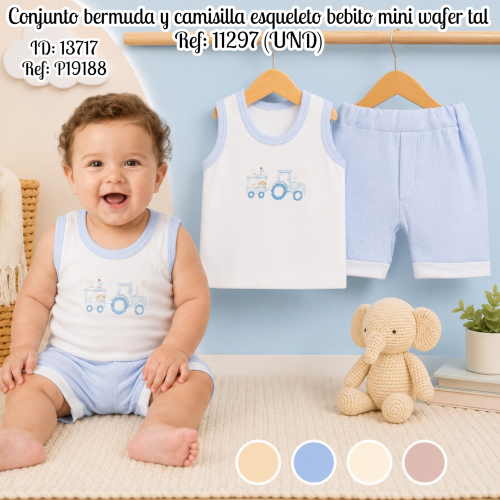 Conjunto bermuda y camisilla esqueleto bebito mini wafer tal Ref: 11297 (UND)