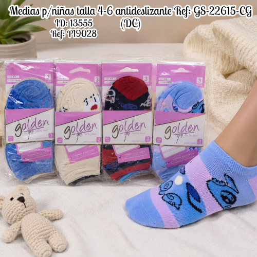 Medias p/niñas talla 4-6 antideslizante Ref: GS-22615-CG (UND)