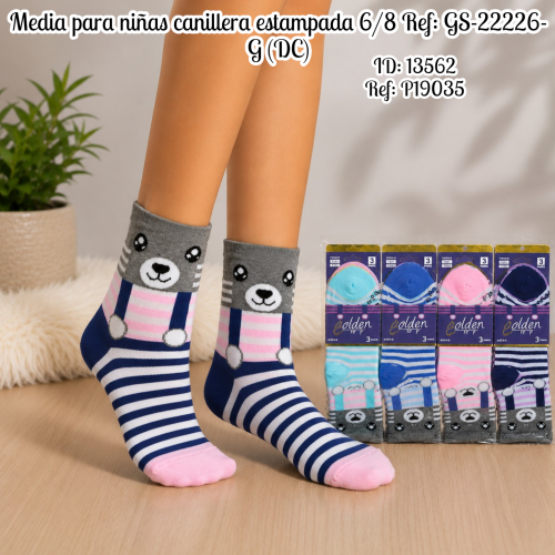 Media para niñas canillera estampada 6/8 Ref: GS-22226-G (UND)