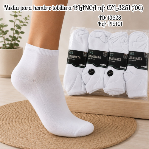 Media para hombre tobillera BLANCA ref: CZL-3251 (DC)