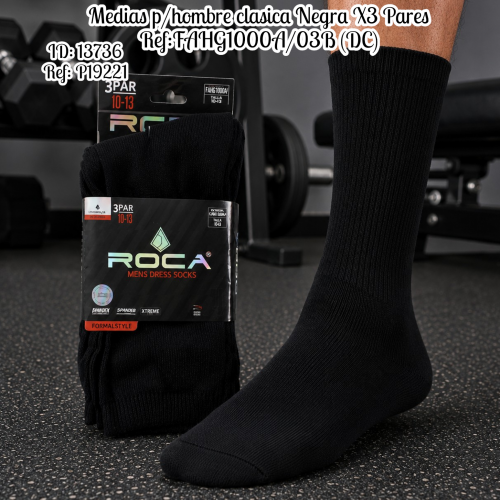 Medias p/hombre clasica Negra X3 Pares Ref:FAHG1000A/03B (DC)