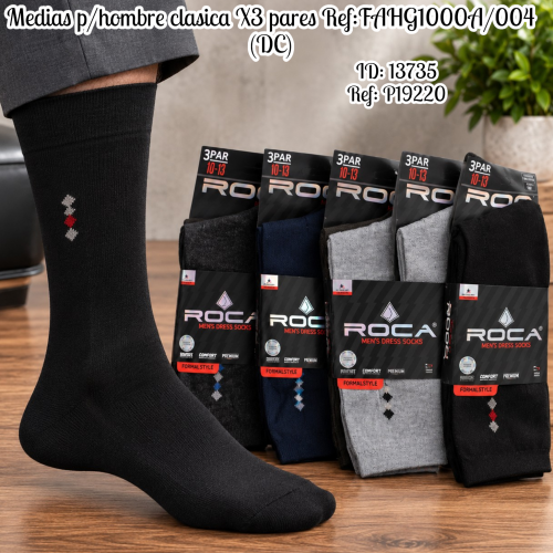 Medias p/hombre clasica X3 pares Ref:FAHG1000A/004 (DC)