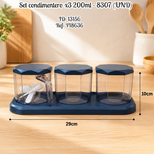Set condimentero x3 200ml - 8307 (UND)
